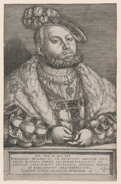 ザクセン選帝侯ヨハン・フリードリヒの肖像、1543年。 作： Georg Pencz