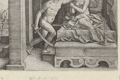 セクストスは剣の脅威でルクレティアをレイプします 初期ローマ史の物語 (シリーズ タイトル) 作： Georg Pencz