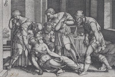 ローマ史の情景よりルクレティアの自殺。 作： Georg Pencz