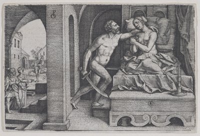 タルクィニウスがルクレティアを強姦する、『ローマ史の情景』より。 作： Georg Pencz