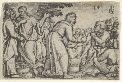 キリストの物語、1534-35年からのパンと魚の奇跡。 作： Georg Pencz