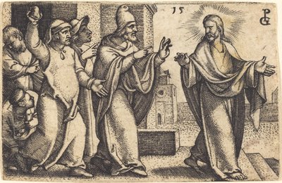 パリサイ人はキリストを石で打ちたいと願う 作： Georg Pencz