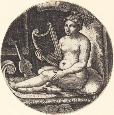 ハープを持つ女性 作： Georg Pencz