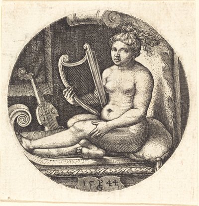ハープを持つ女性 作： Georg Pencz