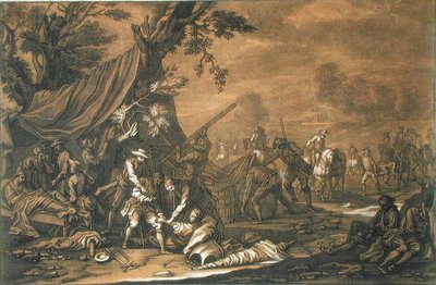 戦闘後の負傷者の搬送 作： Georg Philipp I (after) Rugendas