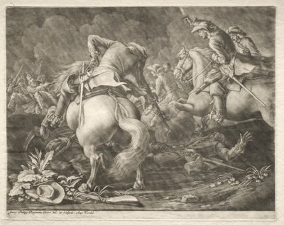 プロイセンとハンガリーの軽騎兵の間の小競り合い 作： Georg Philipp I Rugendas