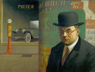 広告柱の前の自画像 作： Georg Scholz