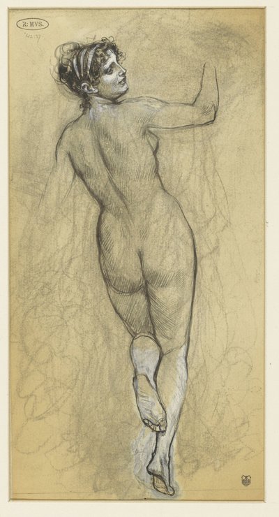 後ろから見た立っている女性のヌード 作： Georg Sturm