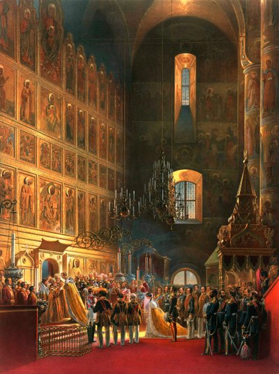 1856年、モスクワのロシア皇帝アレクサンドル2世の油塗り。 作： Georg Wilhelm Timm