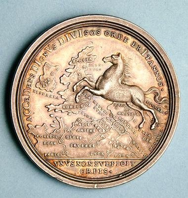 ジョージ1世の即位を記念したメダル 作： Georg Wilhelm Vestner