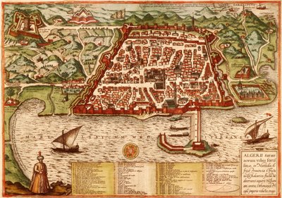 アルジェリア、アルジェ 作： Georg and Hogenberg Franz (1535 90) Braun