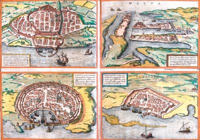 カリアリ、マルタ、ロードス島、ファマグスタ、イタリア、マルタ、ギリシャ、キプロス 作： Georg and Hogenberg Franz (1535 90) Braun