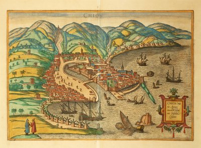 ゲオルク・ブラウンの「Civitates Orbis Terrarum」よりキオス島 作： Georg Braun and Hogenberg Franz