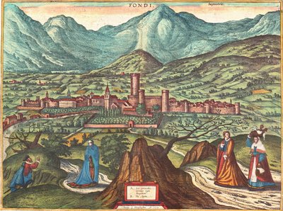 イタリア、フォンディ 作： Georg and Hogenberg Franz (1535 90) Braun