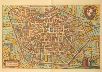 ゲオルグ・ブラウンの「Civitates Orbis Terrarum」によるボローニャの地図 作： Georg Braun and Hogenberg Franz