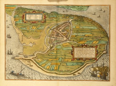 ゲオルグ・ブラウンの「Civitates Orbis Terrarum」よりブリエルの地図 作： Georg Braun and Hogenberg Franz