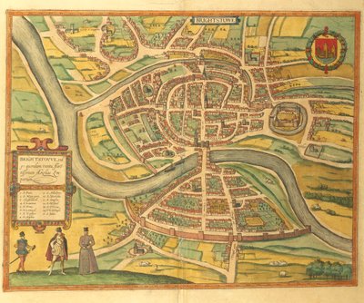 ジョージ・ブラウンの「Civitates Orbis Terrarum」よりブリストルの地図 作： Georg Braun and Hogenberg Franz