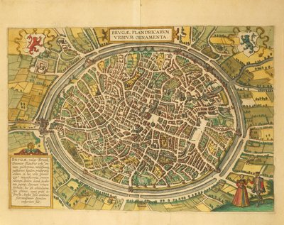 ゲオルグ・ブラウンの「Civitates Orbis Terrarum」によるブルージュの地図 作： Georg Braun and Hogenberg Franz