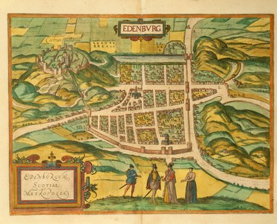 ジョージ・ブラウンの「Civitates Orbis Terrarum」によるエジンバラの地図 作： Georg Braun and Hogenberg Franz
