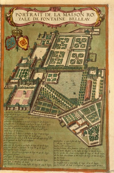 ゲオルグ・ブラウンの「Civitates Orbis Terrarum」よりフォンテーヌブロー城の地図 作： Georg Braun and Hogenberg Franz