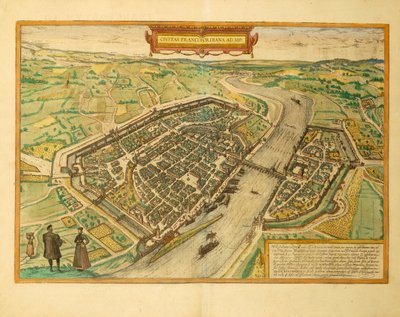 ゲオルグ・ブラウンの「Civitates Orbis Terrarum」よりフランクフルトの地図 作： Georg Braun and Hogenberg Franz