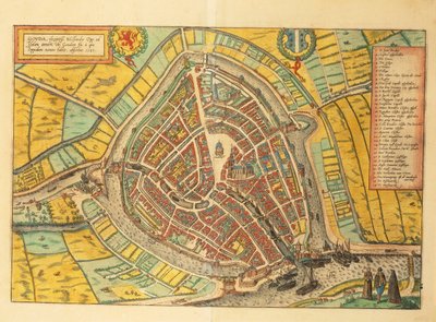 ゲオルグ・ブラウンの「Civitates Orbis Terrarum」によるゴーダの地図 作： Georg Braun and Hogenberg Franz