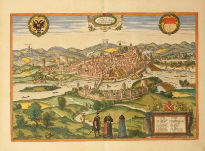 ゲオルク・ブラウンの「Civitates Orbis Terrarum」よりハレ・アン・デア・ザーレの地図 作： Georg Braun and Hogenberg Franz