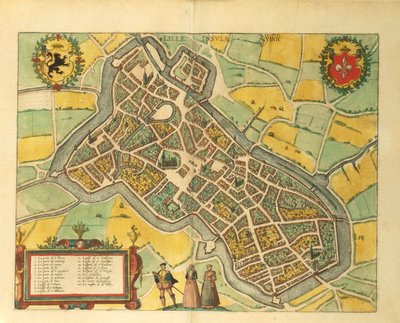 Georg BraunによるCivitates Orbis Terrarumからのリールの地図 作： Georg Braun and Hogenberg Franz