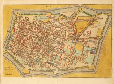 Georg BraunのCivitates Orbis Terrarumによるルッカの地図 作： Georg Braun and Hogenberg Franz