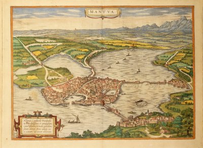 ゲオルグ・ブラウンの「Civitates Orbis Terrarum」よりマンチュアの地図 作： Georg Braun and Hogenberg Franz