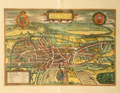 ゲオルグ・ブラウンの「Civitates Orbis Terrarum」によるノリッチの地図 作： Georg Braun and Hogenberg Franz