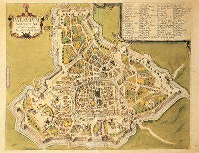 ゲオルグ・ブラウンの「Civitates Orbis Terrarum」によるパドヴァの地図 作： Georg Braun and Hogenberg Franz