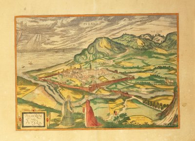 ゲオルグ・ブラウンの「Civitates Orbis Terrarum」によるペサロの地図 作： Georg Braun and Hogenberg Franz
