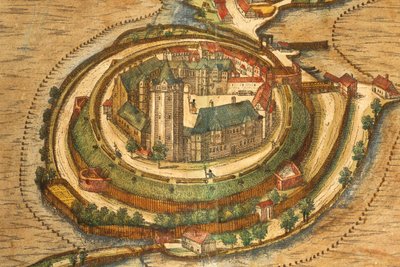 ゲオルク・ブラウンの『オルビス・テラリウムの市民』からのラッツェブルグの地図 作： Georg Braun and Hogenberg Franz
