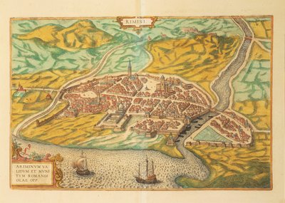 Georg BraunのCivitates Orbis Terrarumによるリミニの地図 作： Georg Braun and Hogenberg Franz