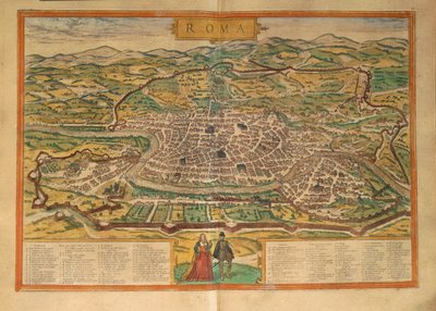 ゲオルグ・ブラウンの「Civitates Orbis Terrarum」よりローマの地図 作： Georg Braun and Hogenberg Franz