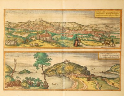 サン・セバスチャンとブルゴスの地図（ゲオルグ・ブラウン著『Civitates Orbis Terrarum』より 作： Georg Braun and Hogenberg Franz