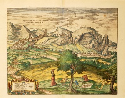 ゲオルグ・ブラウンの「Civitates Orbis Terrarum」に掲載されたラツィオ州テラチーナの地図 作： Georg Braun and Hogenberg Franz