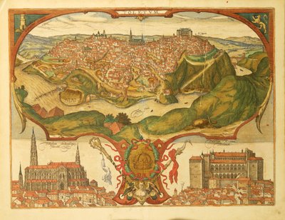 ゲオルグ・ブラウンの「Civitates Orbis Terrarum」によるトレドの地図 作： Georg Braun and Hogenberg Franz