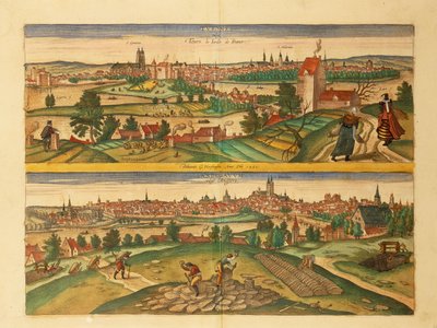 ゲオルグ・ブラウンの「Civitates Orbis Terrarum」よりトゥールとアンジェの地図 作： Georg Braun and Hogenberg Franz