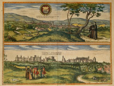 ジョージ・ブラウン著「Civitates Orbis Terrarum」よりウィンザーとオックスフォードの地図 作： Georg Braun and Hogenberg Franz