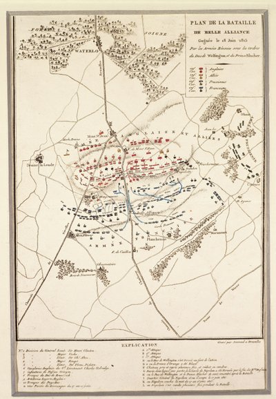 ワーテルローの戦いの地図 作： Georg Braun and Hogenberg Franz