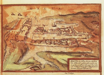 ゲオルグ・ブラウンの「Civitates Orbis Terrarum」よりマルタ島の地図 作： Georg Braun and Hogenberg Franz