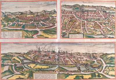 フランス、モンペリエ、トゥール、ポワチエ 作： Georg and Hogenberg Franz (1535 90) Braun