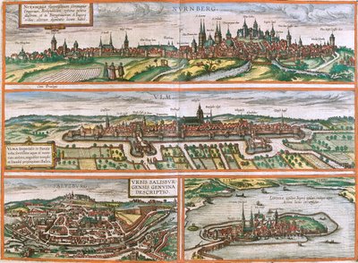 ニュルンベルク、ウルム、ザルツブルク、リンダウ、ドイツ、オーストリア 作： Georg and Hogenberg Franz (1535 90) Braun