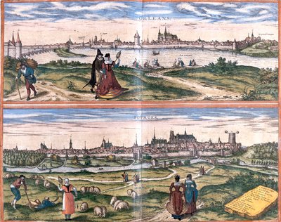 フランス、オルレアン、ブールジュ 作： Georg and Hogenberg Franz (1535 90) Braun