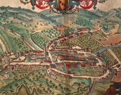 ゲオルク・ブラウン著「Civitates Orbis Terrarum」よりセラヴァレのスクリビア 作： Georg Braun and Hogenberg Franz