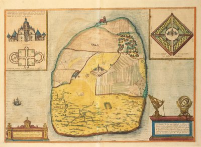 ゲオルグ・ブラウンの「Civitates Orbis Terrarum」より「ウラニエンボーグ」。 作： Georg Braun and Hogenberg Franz