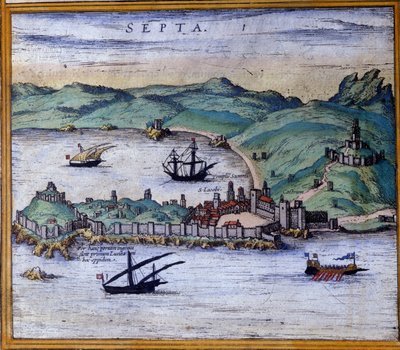 セウタ（モロッコ）、ブラウンとホーゲンバーグのアトラス「Civitates Orbis Terrarum」より 作： Georg Braun and Hogenberg Franz