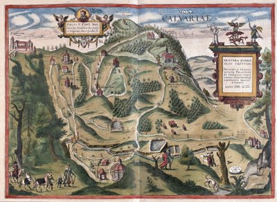 ポーランド、Kalwarya Zebrzydowka（クラクフの南東）（彫刻 作： Georg Braun and Hogenberg Franz